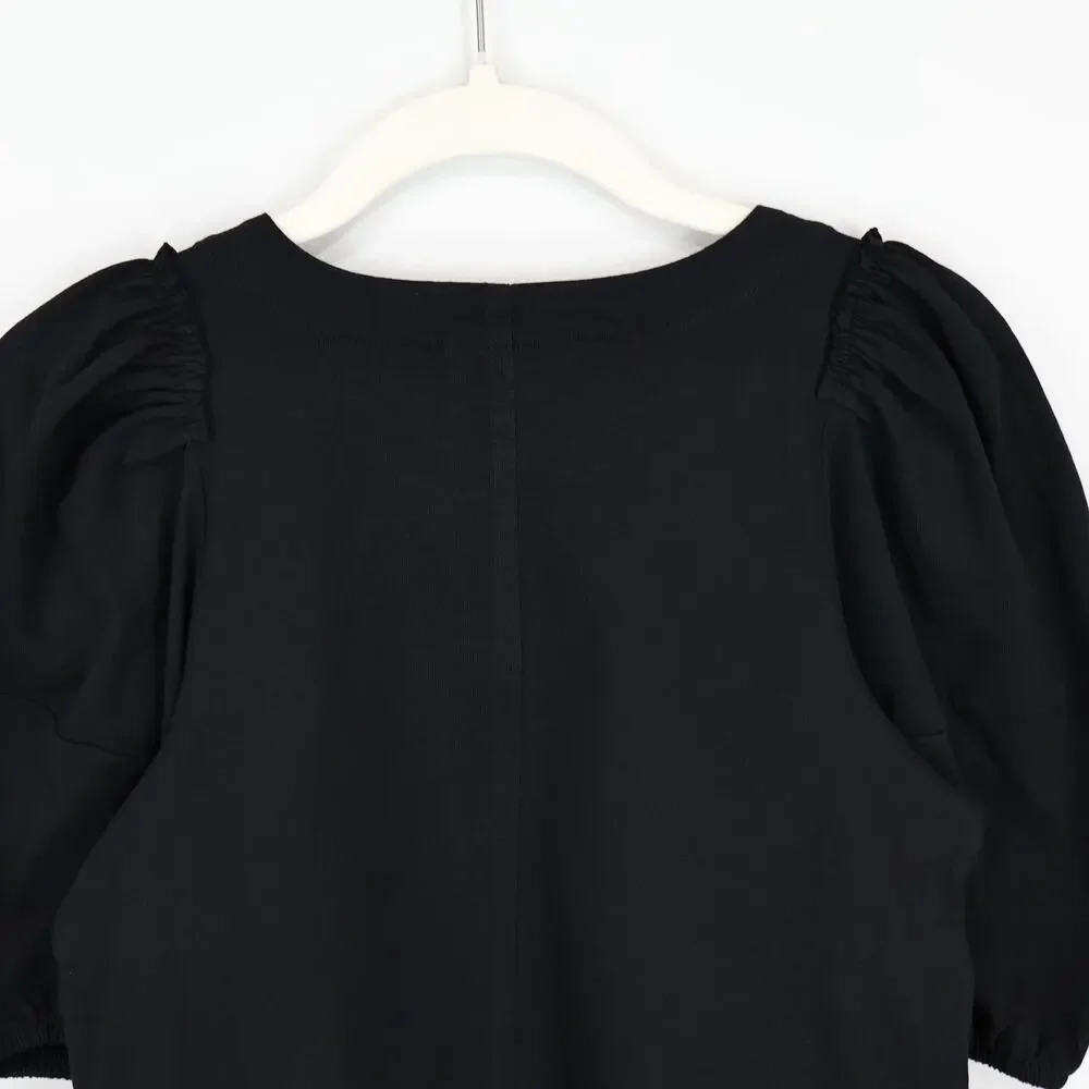 Madewell Puff Sleeve Tee Jet Black Size XXS NWT